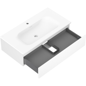 Kúpeľňová skrinka Mexen Rivel 90 cm s umývadlom Vela, 1 zásuvka, drážkovaná, matná biela - 91A20-09023-1-BF01-W23M01