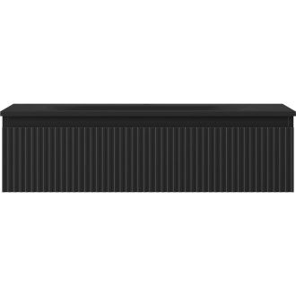 Kúpeľňová skrinka Mexen Rivel 90 cm s umývadlom Vela, 1 zásuvka, drážkovaná, matná čierna - 91A20-09023-1-BF71-W23M71