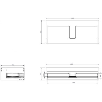 Kúpeľňová skrinka Mexen Rivel 100 cm s umývadlom Vela, 1 zásuvka, drážkovaná, grafit matný/biela matná - 91A20-10023-1-BF66-W23M01