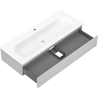 Kúpeľňová skrinka Mexen Rivel 120 cm s umývadlom Vela, 1 zásuvka, drážkovaná, matne šedá/matne biela - 91A20-12023-1-BF62-W23M01