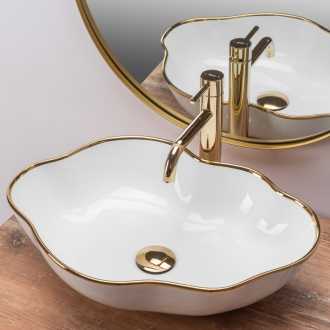 Rea Umývadlo na dosku Pearl Gold Edge REA-U0696