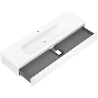 Kúpeľňová skrinka Mexen Rivel 160 cm s umývadlom Vela, 1 zásuvka, drážkovaná, matná biela - 91A20-16023-1-BF01-W23M01