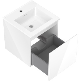 Kúpeľňová skrinka Mexen Orio 45 cm s umývadlom Otis, 1 zásuvka, lesklá biela - 91A10-04547-1-BF00-W18M00