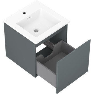 Kúpeľňová skrinka Mexen Orio 45 cm s umývadlom Otis, 1 zásuvka, matný grafit/matná biela - 91A10-04547-1-BF66-W18M01