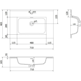Kúpeľňová skrinka Mexen Orio 70 cm s umývadlom Otis, 1 zásuvka, matný grafit/matná biela - 91A10-07047-1-BF66-W18M01