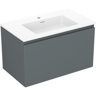 Kúpeľňová skrinka Mexen Orio 80 cm s umývadlom Otis, 1 zásuvka, matný grafit/matná biela - 91A10-08047-1-BF66-W18M01