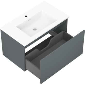 Kúpeľňová skrinka Mexen Orio 80 cm s umývadlom Otis, 1 zásuvka, matný grafit/matná biela - 91A10-08047-1-BF66-W18M01