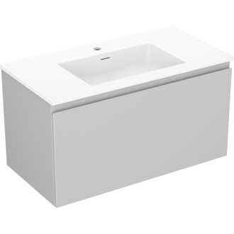 Kúpeľňová skrinka Mexen Orio 90 cm s umývadlom Otis, 1 zásuvka, matne šedá/matne biela - 91A10-09047-1-BF62-W18M01