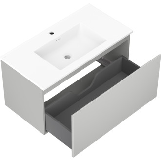 Kúpeľňová skrinka Mexen Orio 90 cm s umývadlom Otis, 1 zásuvka, matne šedá/matne biela - 91A10-09047-1-BF62-W18M01