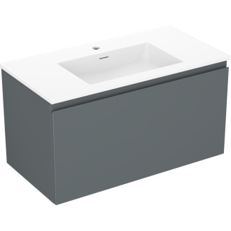 Kúpeľňová skrinka Mexen Orio 90 cm s umývadlom Otis, 1 zásuvka, matný grafit/matná biela - 91A10-09047-1-BF66-W18M01