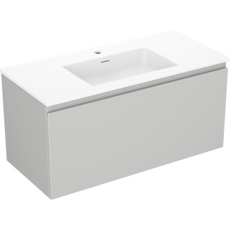 Kúpeľňová skrinka Mexen Orio 100 cm s umývadlom Otis, 1 zásuvka, matná šedá/matná biela - 91A10-10047-1-BF62-W18M01