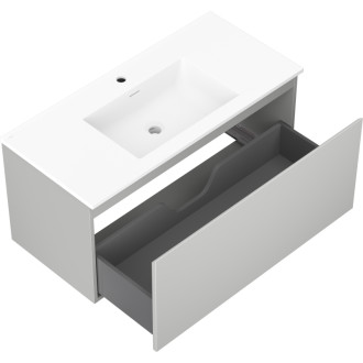 Kúpeľňová skrinka Mexen Orio 100 cm s umývadlom Otis, 1 zásuvka, matná šedá/matná biela - 91A10-10047-1-BF62-W18M01