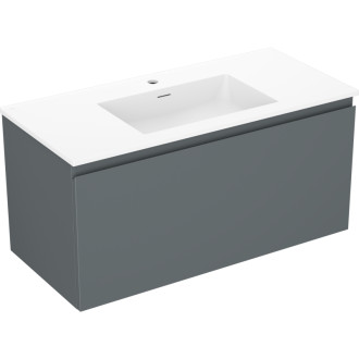 Kúpeľňová skrinka Mexen Orio 100 cm s umývadlom Otis, 1 zásuvka, matný grafit/matná biela - 91A10-10047-1-BF66-W18M01
