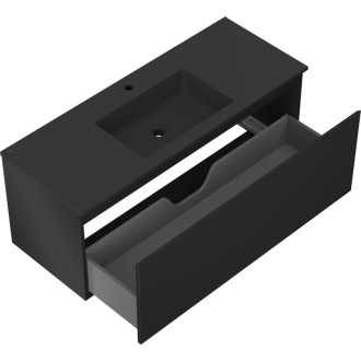 Kúpeľňová skrinka Mexen Orio 120 cm s umývadlom Otis, 1 zásuvka, matná čierna - 91A10-12047-1-BF71-W18M71