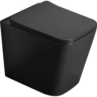 Mexen Cube WC misa Rimless s úzkym sedadlom s tlmeným dovieraním, duroplast, matná čierna - 32924085