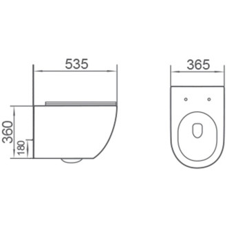 WC misa Mexen Lena Rimless Tornado s úzkym sedadlom s tlmeným dovieraním, duroplast, lesklá biela - 3022L4000T