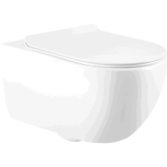 Mexen Carmen WC misa Rimless s úzkym sedadlom s tlmeným dovieraním, duroplast, lesklá biela - 3088L4000