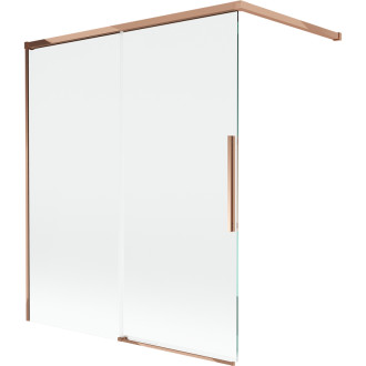 Mexen Rox 2dielna posuvná vaňová zástena 140 x 150 cm, priehľadná, ružové zlato - 8C9-140-003-60-00
