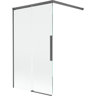 Mexen Rox 2dielna posuvná vaňová zástena 100 x 150 cm, priehľadná, kartáčovaná pištoľovo sivá - 8C9-100-003-66-00