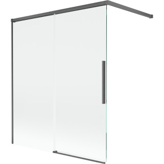 Mexen Rox 2dielna posuvná vaňová zástena 140 x 150 cm, priehľadná, kartáčovaná pištoľovo sivá - 8C9-140-003-66-00