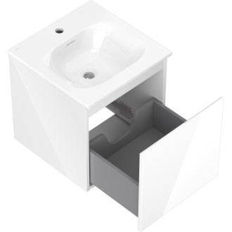 Kúpeľňová skrinka Mexen Orio 45 cm s umývadlom Vela, 1 zásuvka, lesklá biela - 91A10-04547-1-BF00-W23M00