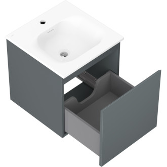 Kúpeľňová skrinka Mexen Orio 45 cm s umývadlom Vela, 1 zásuvka, grafit matný/biela matná - 91A10-04547-1-BF66-W23M01