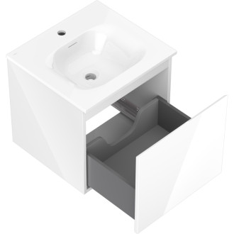 Kúpeľňová skrinka Mexen Orio 50 cm s umývadlom Vela, 1 zásuvka, lesklá biela - 91A10-05047-1-BF00-W23M00