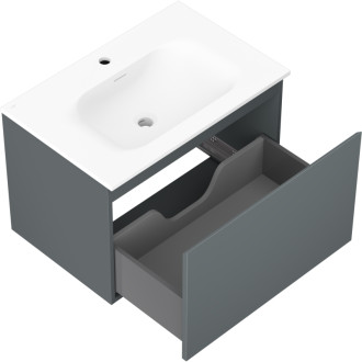 Kúpeľňová skrinka Mexen Orio 70 cm s umývadlom Vela, 1 zásuvka, matný grafit/matná biela - 91A10-07047-1-BF66-W23M01