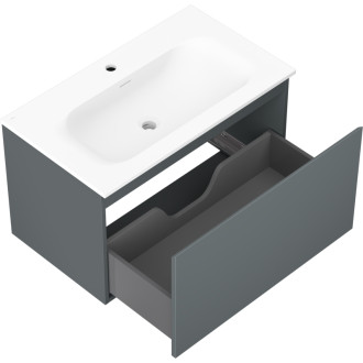 Kúpeľňová skrinka Mexen Orio 80 cm s umývadlom Vela, 1 zásuvka, matný grafit/matná biela - 91A10-08047-1-BF66-W23M01