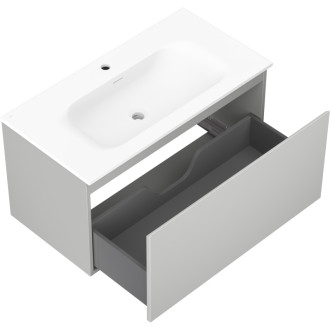 Kúpeľňová skrinka Mexen Orio 90 cm s umývadlom Vela, 1 zásuvka, matne šedá/matne biela - 91A10-09047-1-BF62-W23M01