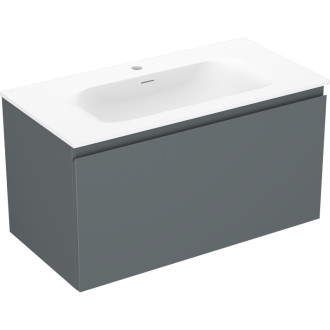 Kúpeľňová skrinka Mexen Orio 90 cm s umývadlom Vela, 1 zásuvka, matný grafit/matná biela - 91A10-09047-1-BF66-W23M01