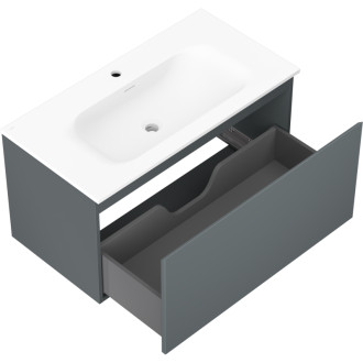 Kúpeľňová skrinka Mexen Orio 90 cm s umývadlom Vela, 1 zásuvka, matný grafit/matná biela - 91A10-09047-1-BF66-W23M01