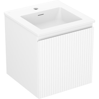 Kúpeľňová skrinka Mexen Rivel 45 cm s umývadlom Otis, 1 zásuvka, drážkovaná, matná biela - 91A20-04547-1-BF01-W18M01