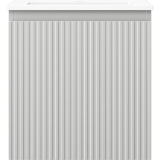 Kúpeľňová skrinka Mexen Rivel 45 cm s umývadlom Otis, 1 zásuvka, drážkovaná, matne šedá/matne biela - 91A20-04547-1-BF62-W18M01