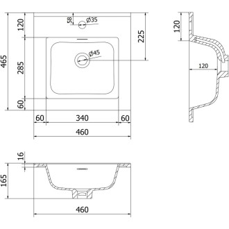 Kúpeľňová skrinka Mexen Rivel 45 cm s umývadlom Otis, 1 zásuvka, drážkovaná, matne šedá/matne biela - 91A20-04547-1-BF62-W18M01