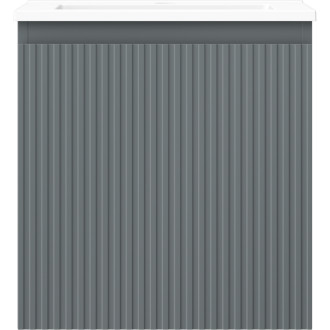 Kúpeľňová skrinka Mexen Rivel 45 cm s umývadlom Otis, 1 zásuvka, drážkovaná, grafit matný/biela matná - 91A20-04547-1-BF66-W18M01