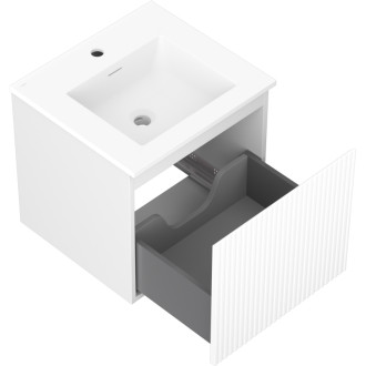 Kúpeľňová skrinka Mexen Rivel 50 cm s umývadlom Otis, 1 zásuvka, drážkovaná, matná biela - 91A20-05047-1-BF01-W18M01