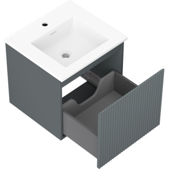 Kúpeľňová skrinka Mexen Rivel 50 cm s umývadlom Otis, 1 zásuvka, drážkovaná, grafit matný/biela matná - 91A20-05047-1-BF66-W18M01