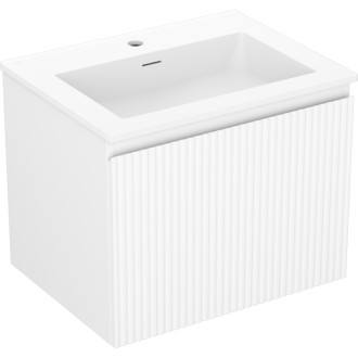 Kúpeľňová skrinka Mexen Rivel 60 cm s umývadlom Otis, 1 zásuvka, drážkovaná, matná biela - 91A20-06047-1-BF01-W18M01