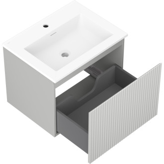 Kúpeľňová skrinka Mexen Rivel 60 cm s umývadlom Otis, 1 zásuvka, drážkovaná, matne šedá/matne biela - 91A20-06047-1-BF62-W18M01