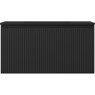 Kúpeľňová skrinka Mexen Rivel 90 cm s umývadlom Otis, 1 zásuvka, drážkovaná, matná čierna - 91A20-09047-1-BF71-W18M71