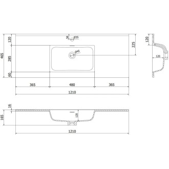 Mexen Rivel szafka łazienkowa 120 cm z umywalką Otis, 1 szuflada, ryflowana , grafit mat/biała mat - 91A20-12047-1-BF66-W18M0