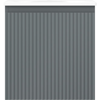 Kúpeľňová skrinka Mexen Rivel 45 cm s umývadlom Vela, 1 zásuvka, drážkovaná, grafit matný/biela matná - 91A20-04547-1-BF66-W23M01