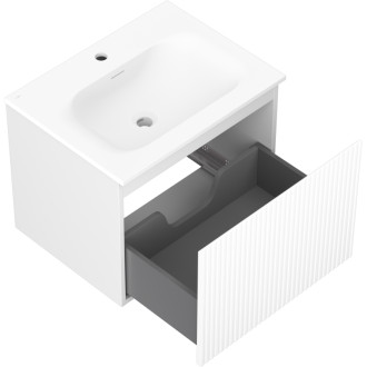 Kúpeľňová skrinka Mexen Rivel 60 cm s umývadlom Vela, 1 zásuvka, drážkovaná, matná biela - 91A20-06047-1-BF01-W23M01