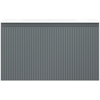 Kúpeľňová skrinka Mexen Rivel 80 cm s umývadlom Vela, 1 zásuvka, drážkovaná, grafit matný/biela matná - 91A20-08047-1-BF66-W23M01