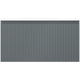 Kúpeľňová skrinka Mexen Rivel 90 cm s umývadlom Vela, 1 zásuvka, drážkovaná, grafit matný/biela matná - 91A20-09047-1-BF66-W23M01