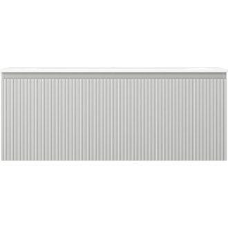 Kúpeľňová skrinka Mexen Rivel 120 cm s umývadlom Vela, 1 zásuvka, drážkovaná, matne šedá/matne biela - 91A20-12047-1-BF62-W23M01