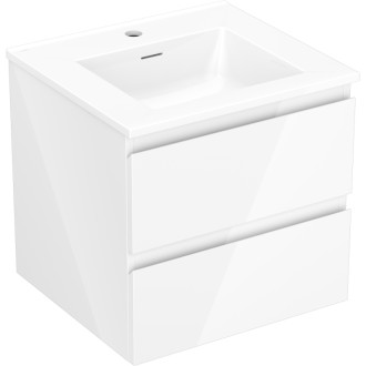 Kúpeľňová skrinka Mexen Orio 50 cm s umývadlom Otis, 2 zásuvky, lesklá biela - 91A10-05047-2-BFF00-W18M00