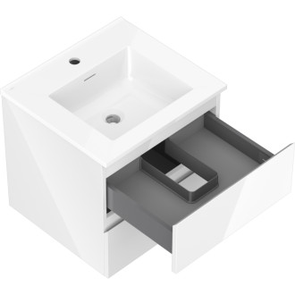 Kúpeľňová skrinka Mexen Orio 50 cm s umývadlom Otis, 2 zásuvky, lesklá biela - 91A10-05047-2-BFF00-W18M00