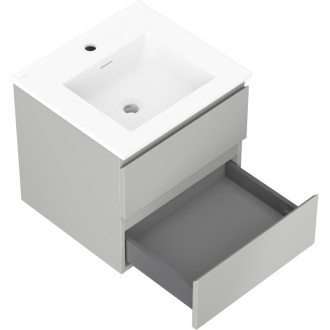 Kúpeľňová skrinka Mexen Orio 50 cm s umývadlom Otis, 2 zásuvky, matná šedá/matná biela - 91A10-05047-2-BFF62-W18M01